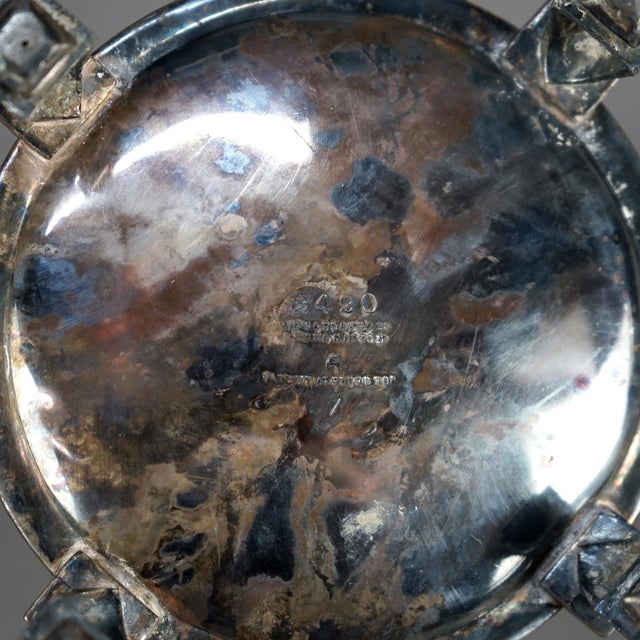 English Circa 1890 Antique Silver Plated Footed Tea Set- 4 Pieces For Sale - Image 3 of 12