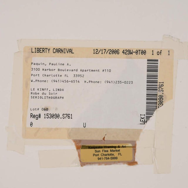 Framed Signed Seriolithograph of Linda Le Kinff's "Robe Du Soir" For Sale In Greensboro - Image 6 of 13