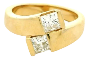 Vintage 14k Gold Two Diamond Bypass Ring, 1.2 Carats Total, Size 9.5