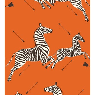 The House of Scalamandré Zebras Wallcovering, Orange For Sale