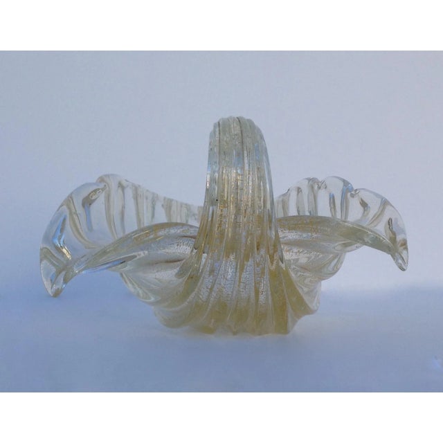 Glass Vintage C1950's Barovier Y' Toso Vintage Italian Murano Large Glass Conch Shell With Curled End and Gold Leaf Inclusions For Sale - Image 7 of 11