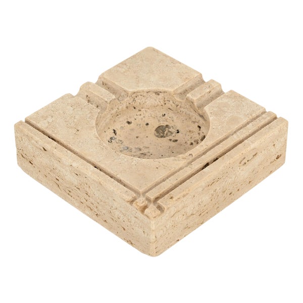 Mid-Century Modern Square Travertine and Marble Ashtray by Mannelli, 1970s For Sale