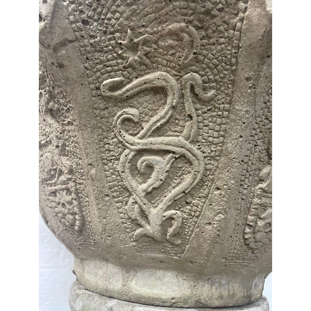 1940s Monumental Mid-Century Gothic Griffin Pedestal Urn — South Carolina Estate Rescue For Sale In Mobile - Image 6 of 13