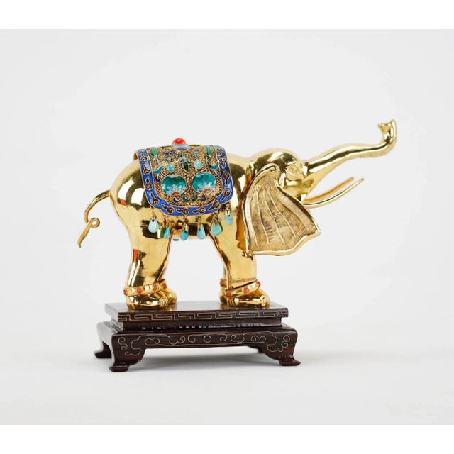 Vintage Filigree Bronze Glit Elephant For Sale - Image 11 of 11