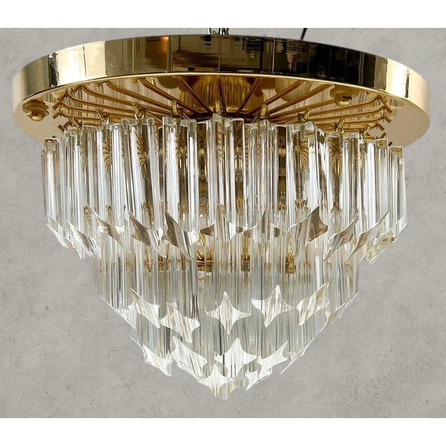 Novaresi Crystal Ceiling Light attributed to Paolo Venini for Novaresi, 1960s For Sale - Image 4 of 6