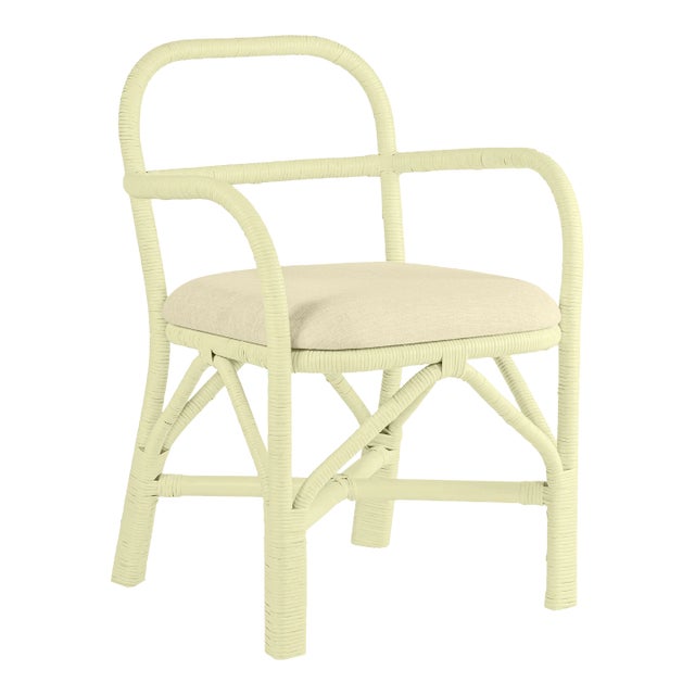 Ginny Rattan Indoor/Outdoor Dining Chair, Cream For Sale