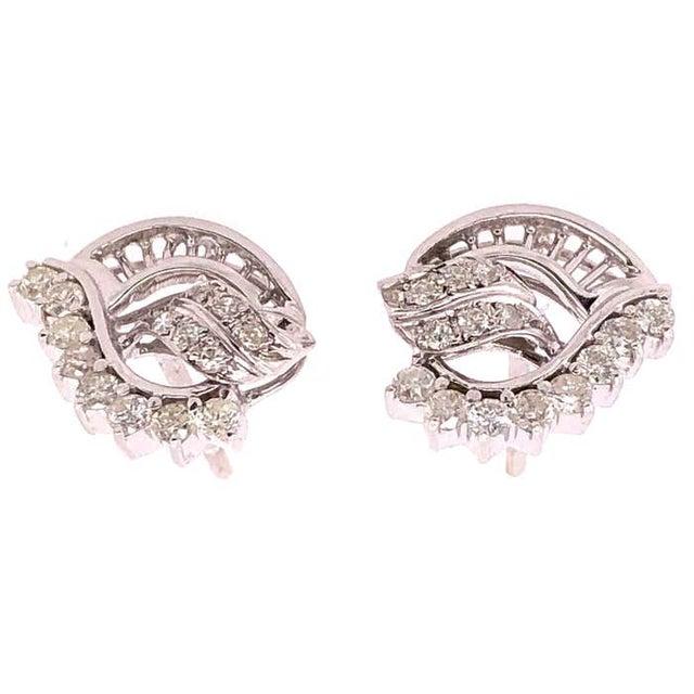 2010s 14 Karat White Gold Fashion Earrings With Diamonds 1.25 TDW For Sale - Image 5 of 9