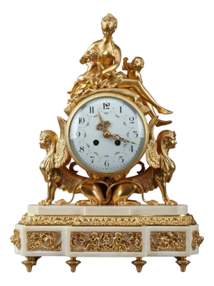 Louis XVI Style Gilt Bronze and White Marble Clock