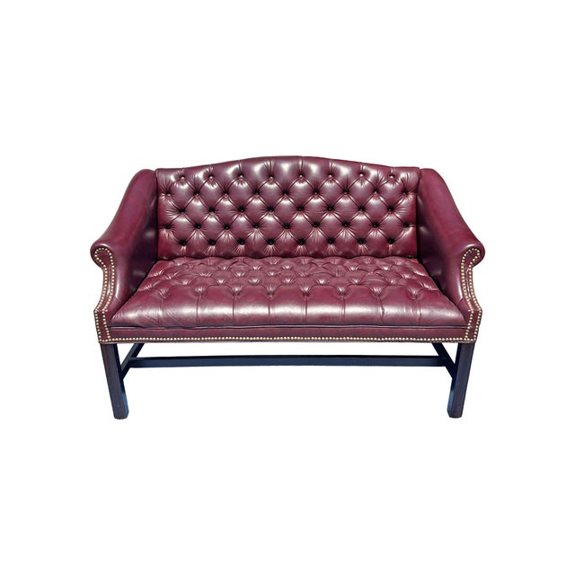 Vintage Tufted Chesterfield Style Sofa or Settee With Brass Rivets English traditional style seating See my shop for...