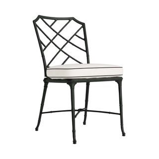 Brown Jordan Calcutta Side Chair in Black Jade with Sea Salt and Castaway Welt Cushions For Sale