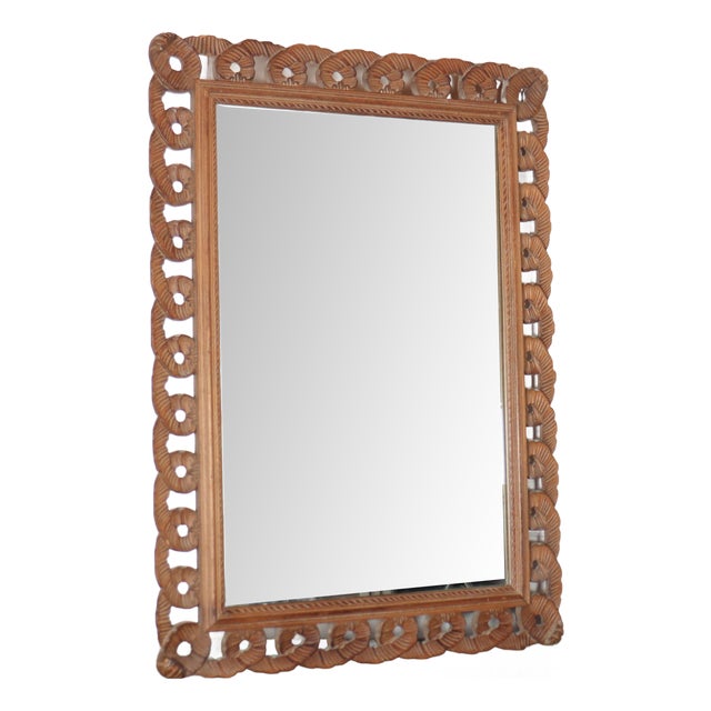 Spanish Carved Pine Mirror, 1920s For Sale