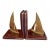 1970s Pair of Brass Nautical Sailboat Bookends With Lucite Base For Sale