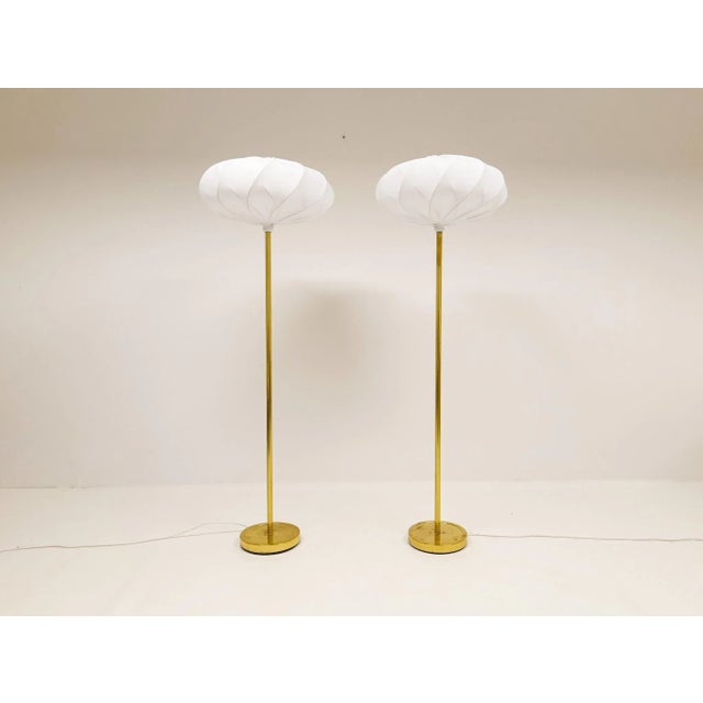 Scandinavian Modern Floor Lamps in Brass from Enco, Sweden, 1970s, Set of 2 For Sale - Image 3 of 14
