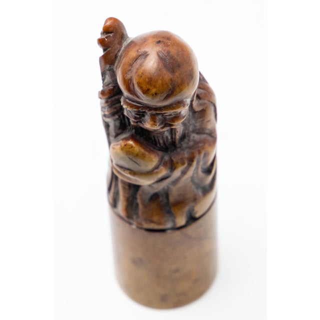 Chinese Chinese Soapstone Chop Seal With Shoulao For Sale - Image 3 of 10