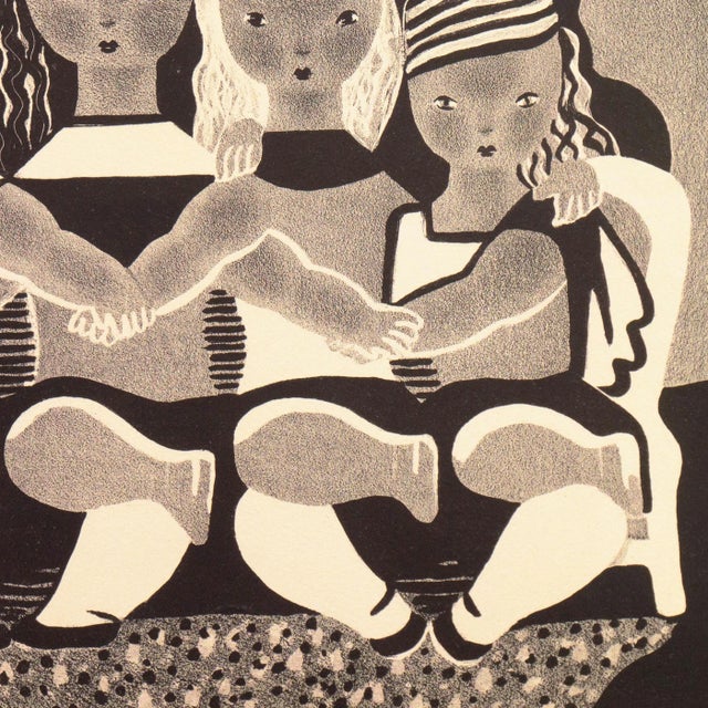 Paper 'Sisters' by Nura Ulreich, 1935, Art Student's League, Salon D'Automne, Art Deco, Paris, Smithsonian Museum of Art, San Diego Museum of Art For Sale - Image 7 of 11