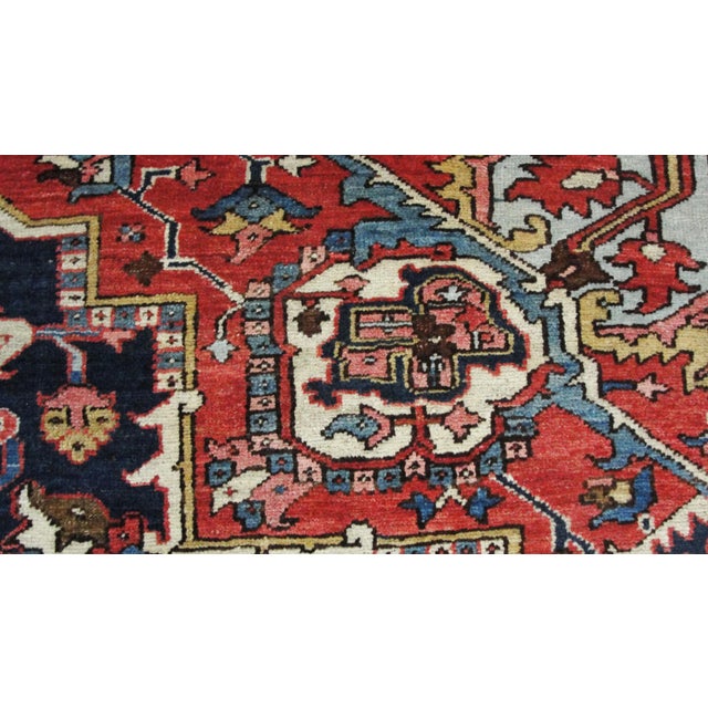 Fine 19th-century antique Serapi carpet of Persia. Woven in the rugged mountains of Northwest Persia, Serapi rugs are a...