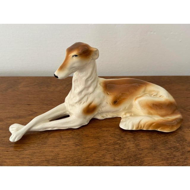 Brown Antique German Porcelain Borzoi Dog Sculpture For Sale - Image 8 of 8