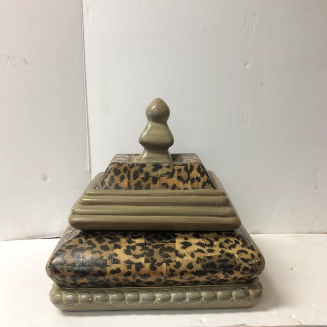 1980s Ceramic Box With Papier-Mâché Leopard Motif For Sale - Image 10 of 10