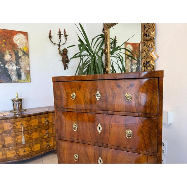 Biedermeier Week Dresser in Walnut For Sale - Image 9 of 16