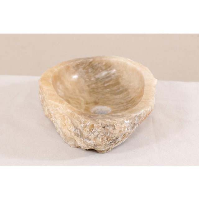 Carved and Polished Onyx Sink Basin in Cream Color For Sale - Image 4 of 12