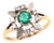 14 Karat Yellow and White Gold Emerald Solitaire With Diamond Accents Ring For Sale