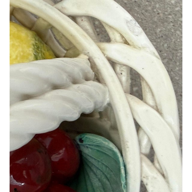 Vintage 1970’s Italian Ceramic, Majolica Fruit Basket, in the Style of Bassano For Sale - Image 11 of 12