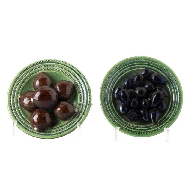 Earthenware Dishes with Chestnuts and Olives from Caldas Da Rainha, Set of 2 For Sale - Image 6 of 6