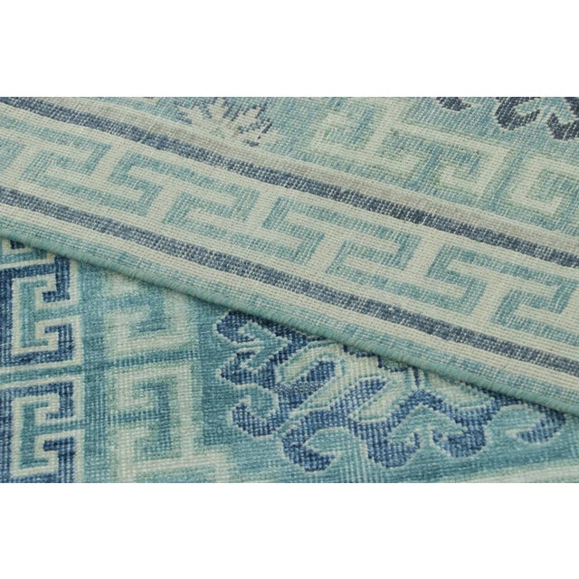 Textile Rug & Kilim’s Samarkand-Inspired Rug, Greek Keys and Medallions in Cool Blues For Sale - Image 7 of 7