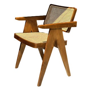 Natural Wood Cane Office Chair For Sale