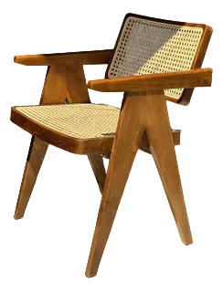 Natural Wood Cane Office Chair