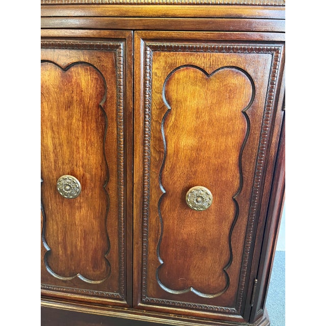 1900's Wood Bar Cabinet With Glass Interior and Lights For Sale - Image 9 of 13
