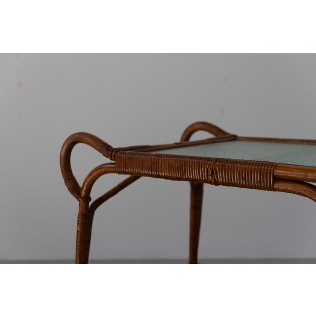 Brown Danish Bamboo and Rattan Bar Cart by Elvin Geertsen, 1950s For Sale - Image 8 of 17