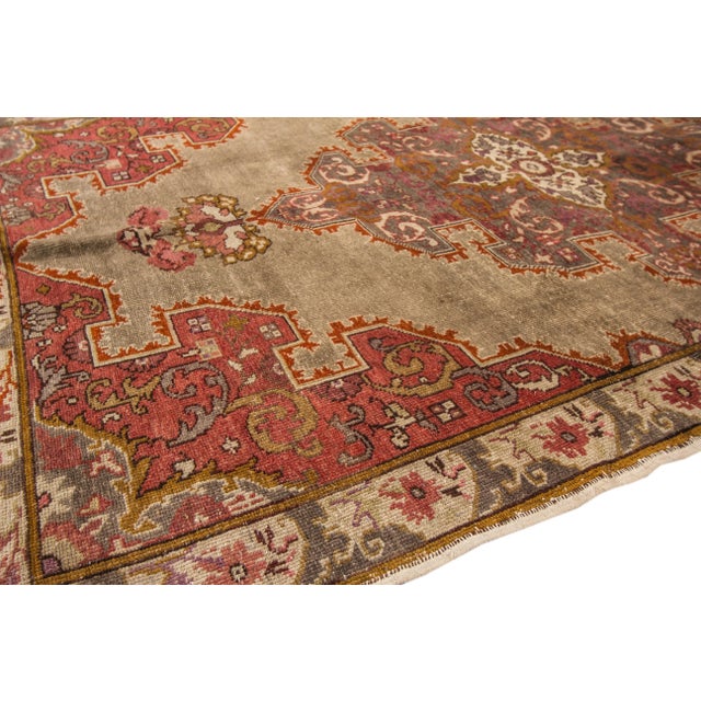 Textile Mid 20th Century Vintage Chinese Oushak Handmade Brown Medallion Wool Rug For Sale - Image 7 of 11