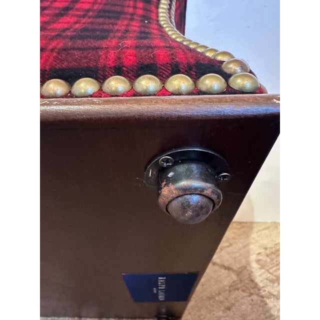 Red Custom Ralph Lauren Plaid Storage Ottomans -a Pair For Sale - Image 8 of 11