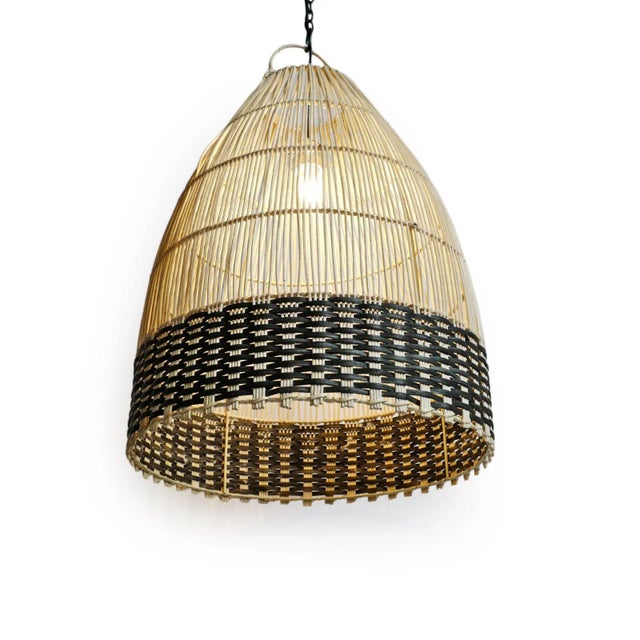 Wicker Tux Weave Organic Modern Pendant Light Small For Sale - Image 4 of 9