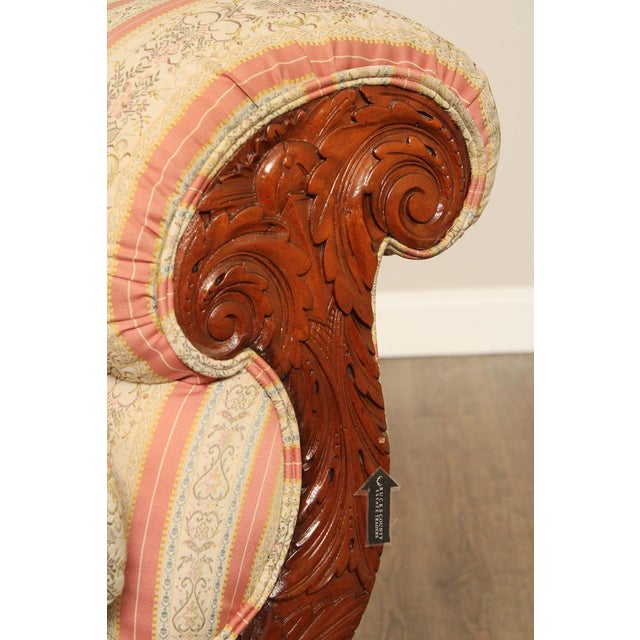 Cream Antique American Empire Style Carved Mahogany Sofa For Sale - Image 8 of 12