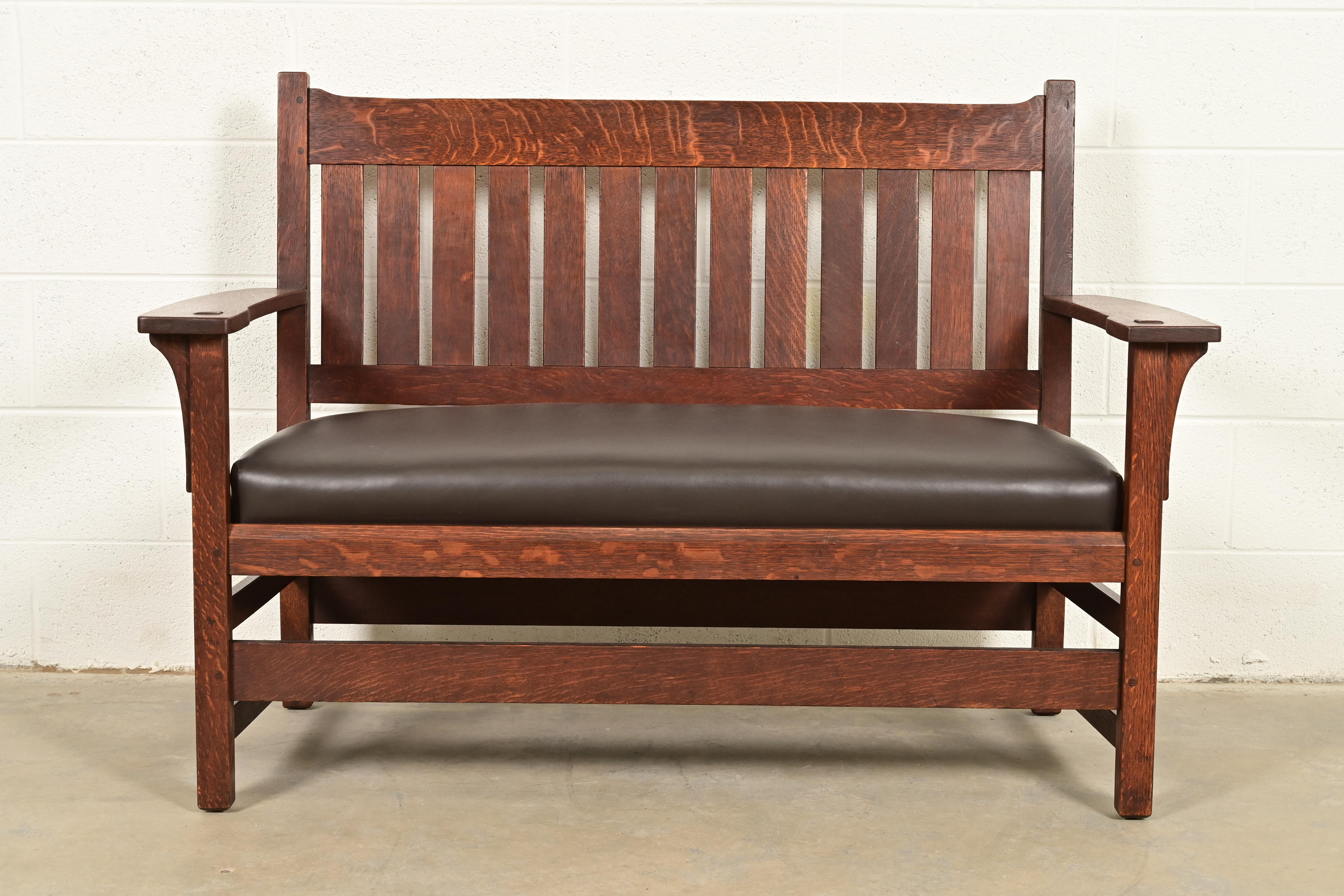 L. & J. G. Stickley Antique Mission Oak Arts & Crafts Bench or