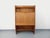 Vintage 1960s oak bookcase with a superb design, featuring three open shelves, a secretary desk with a brass key, interior...