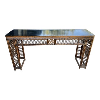 Antique Bamboo Chinoiserie Console For Sale