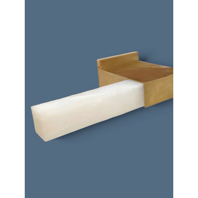 2020s Kelly Wearstler for Visual Comfort Covet 24" Alabaster Bath Light in Antique-Burnished Brass For Sale - Image 5 of 18