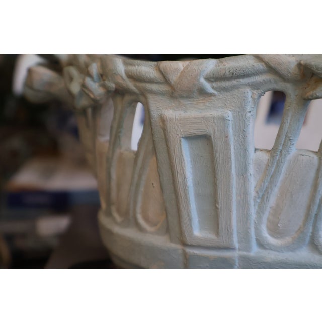 Antique 1800's French Toul-Bellevue j.a. Blue & Ivory Pierced Faience Centerpiece Basket For Sale - Image 15 of 18