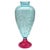 Tall Italian Art Glass Vase Aqua Controlled Bubble With Ruby Red Base Sculptural Murano Style 15" For Sale - Image 4 of 11