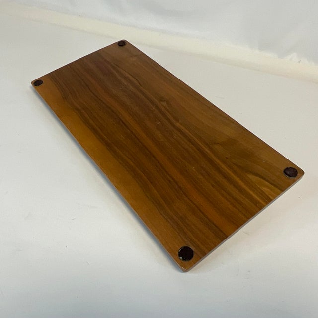 1970s Mid-Century Boho Chic Americana Walnut and Brass Dresser or Desk Caddy Catchall. For Sale - Image 11 of 11