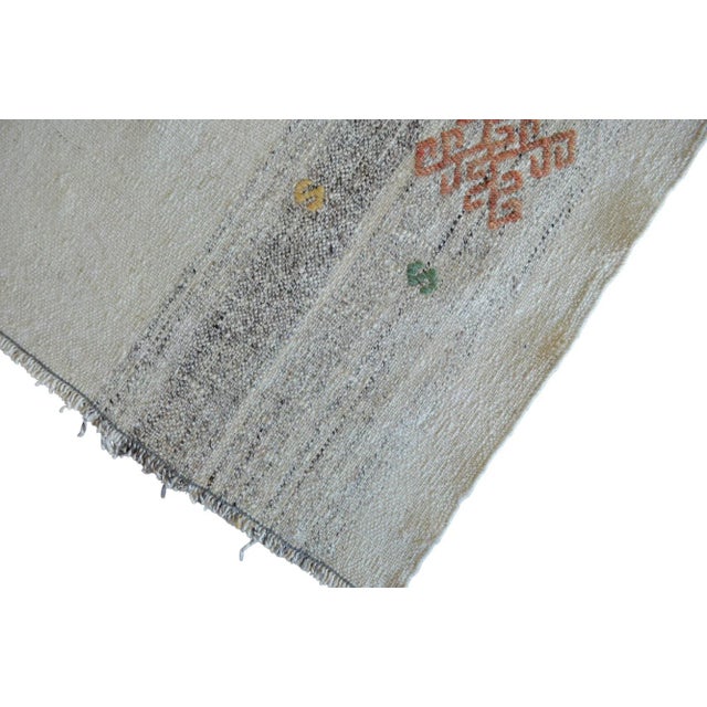 Exceptional Vintage 1950s Turkish Rug Kilim With Jajim Embroidered Handmade Kilim 5'10" X 6'9" For Sale - Image 9 of 11