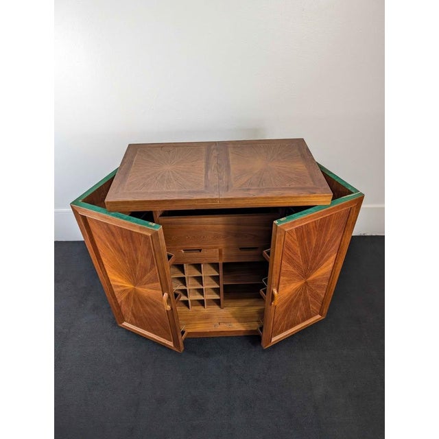 1970s Vintage MCM Expanding Teak Starburst Bar Cabinet For Sale - Image 5 of 12