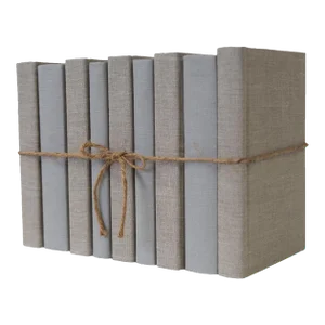 Decorative Books - Driftwood Linen Wrapped Book Bundle - 1 Foot of Tan Books