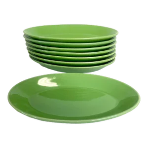1980s Vintage Contemporary Postmodern Oval Tapas Lime Petite Plates - Set of 8.