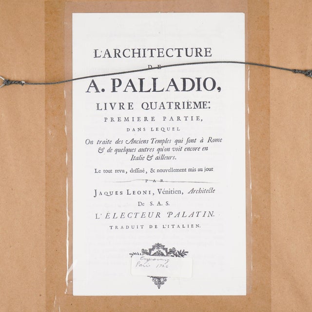 Two Pages From "I Quattro Libri Dell'architettura" by Andre Palladio, C. 1715-20 For Sale - Image 9 of 12