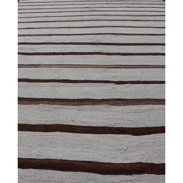 Mid 20th Century Flat-Weave Kilim Vintage Gallery Rug From Turkey With Horizontal Stripes For Sale - Image 5 of 14
