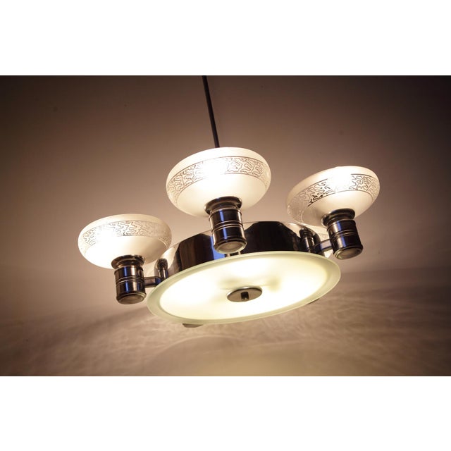 Chrome Chandelier from Napako, Former Czechoslovakia, 1940s For Sale - Image 16 of 16